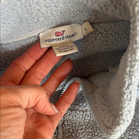 Vineyard Vines Pale Blue Sherpa Quarter-Zip Pullover - Picture 2 of 5